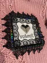 Load image into Gallery viewer, SUBMIT and SINNER framed cross stitch

